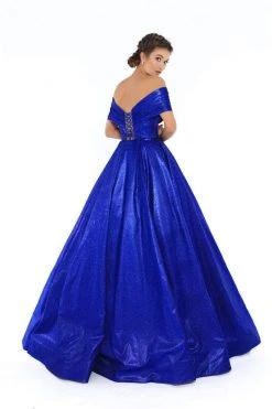 Tarik Ediz - 93730 Plunging Off-Shoulder Pleated Ballgown Formal Gowns