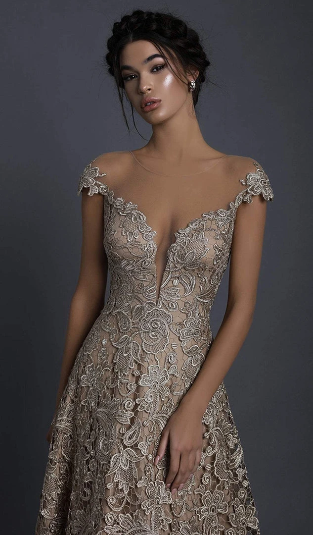 Tarik Ediz - 93739 Floral Lace Illusion Neck A-line Dress 7 Tarik Ediz - 93739 Floral Lace Illusion Neck A-line Dress