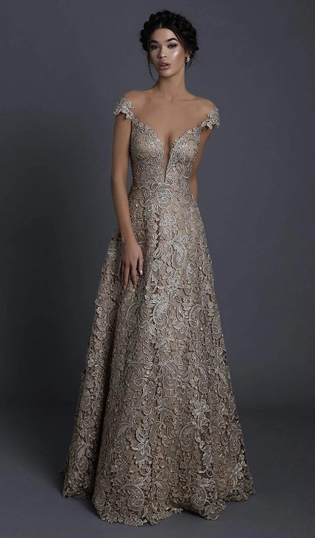 Tarik Ediz - 93739 Floral Lace Illusion Neck A-line Dress 5 Tarik Ediz - 93739 Floral Lace Illusion Neck A-line Dress