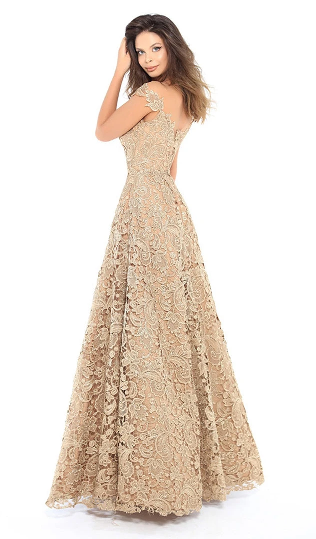 Tarik Ediz - 93739 Floral Lace Illusion Neck A-line Dress 4 Tarik Ediz - 93739 Floral Lace Illusion Neck A-line Dress