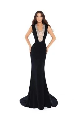 Formal Gowns Tarik Ediz - 93744 Bead Embellished Fitted Evening Gown