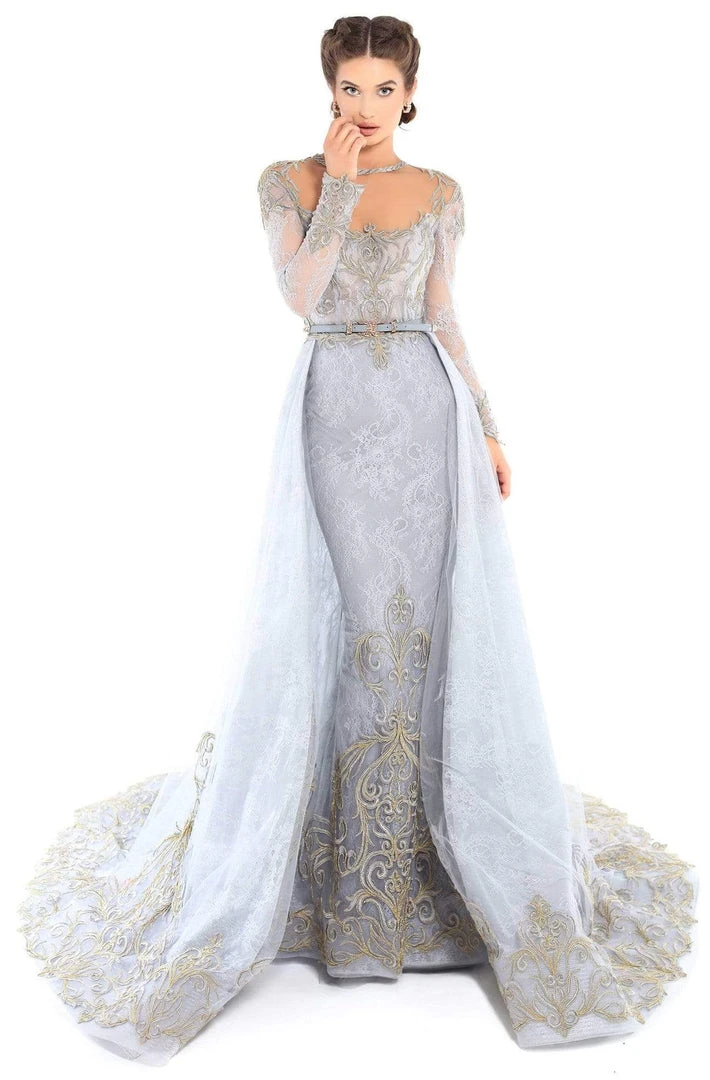 Tarik Ediz - 93754 Illusion Jewel Lace Embroidered Evening Gown Formal Gowns 3 Tarik Ediz - 93754 Illusion Jewel Lace Embroidered Evening Gown Formal Gowns