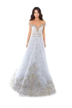Formal Gowns Tarik Ediz - 93755 Illusion Off-Shoulder A-Line Evening Gown