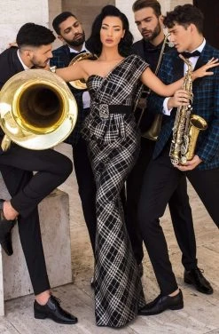 Tarik Ediz - 93801 Embellishments Asymmetric Trumpet Dress Formal Gowns