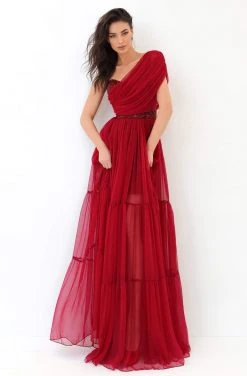 Formal Gowns Tarik Ediz - 93814 Ruched Asymmetrical A-Line Dress