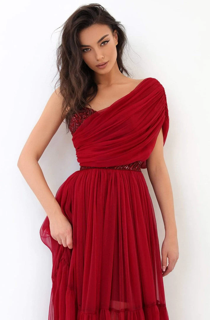 Formal Gowns Tarik Ediz - 93814 Ruched Asymmetrical A-Line Dress 6 Formal Gowns Tarik Ediz - 93814 Ruched Asymmetrical A-Line Dress