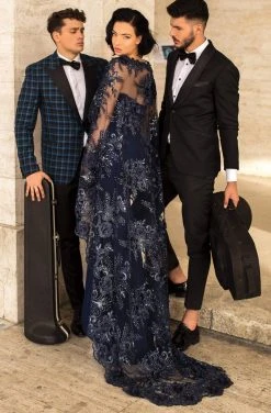 Tarik Ediz - 93817 Embellished Overlay Strapless Mermaid Gown