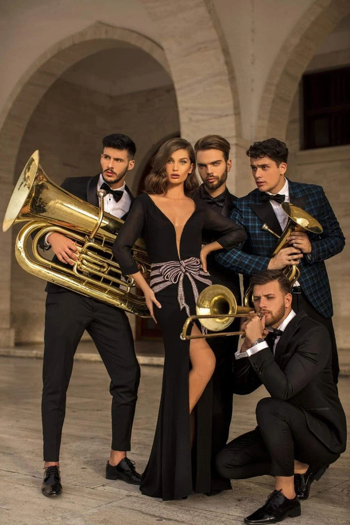 Formal Gowns Tarik Ediz - 93819 Illusion Deep V Neck Beaded Bow Accent Evening Gown 3 Formal Gowns Tarik Ediz - 93819 Illusion Deep V Neck Beaded Bow Accent Evening Gown