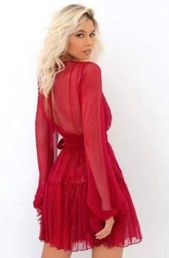 Tarik Ediz - 93839 Illusion Long Sleeves A-Line Cocktail Dress