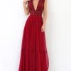 Formal Gowns Tarik Ediz - 93866 Strappy Bead Embellished A-Line Dress