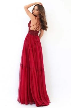 Formal Gowns Tarik Ediz - 93866 Strappy Bead Embellished A-Line Dress