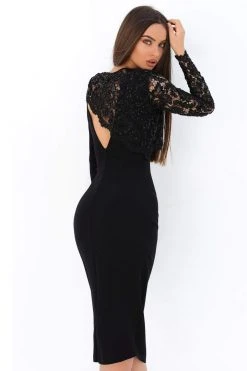 Tarik Ediz - 93870 Beaded Lace Long Sleeve Fitted Dress Cocktail Dresses