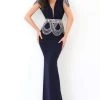 Formal Gowns Tarik Ediz - 93871 Ruched Plunging V-Neck Sheath Dress 2 Formal Gowns Tarik Ediz - 93871 Ruched Plunging V-Neck Sheath Dress