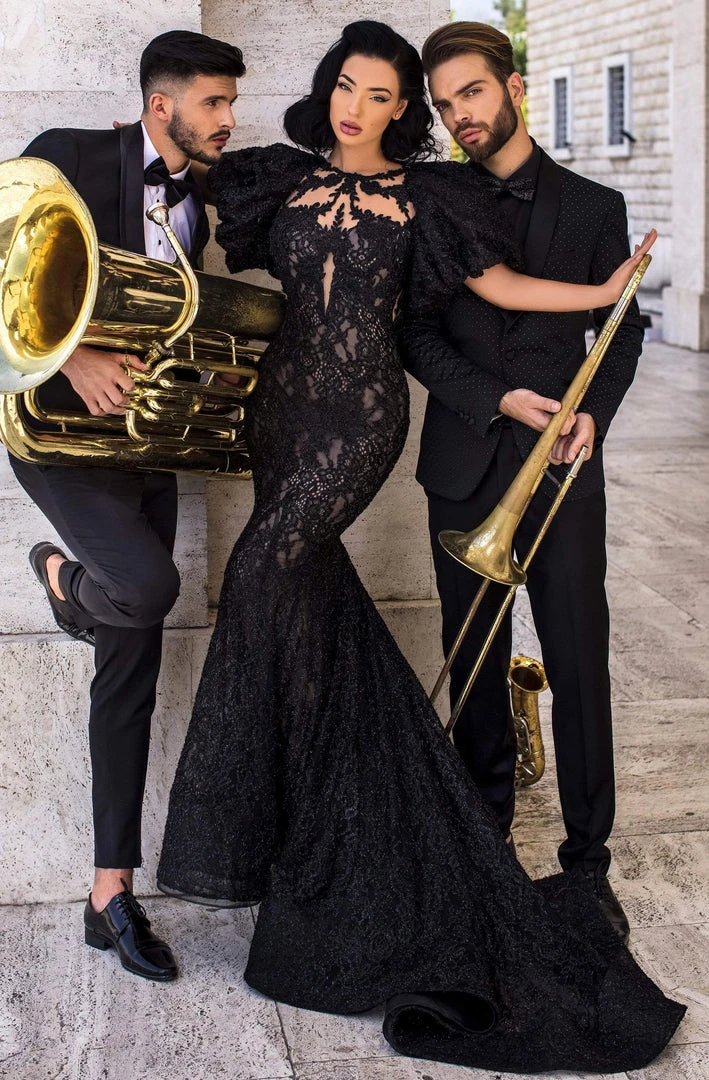 Formal Gowns Tarik Ediz - 93881 Illusion Neckline And Back Lace Mermaid Gown 3 Formal Gowns Tarik Ediz - 93881 Illusion Neckline And Back Lace Mermaid Gown