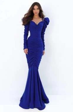 Tarik Ediz - 93883 Ruched Sweetheart Long Sleeves Dress Formal Gowns