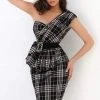Cocktail Dresses Tarik Ediz - 93901 Asymmetric Neck Fitted Dress