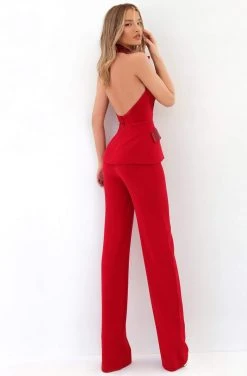 Plus Size Dresses Tarik Ediz - 93914 Beaded Deep V-neck Jumpsuit