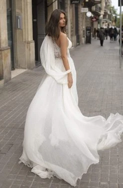 Formal Gowns Tarik Ediz - 93924 Ruched Asymmetrical Jumpsuit With Overskirt