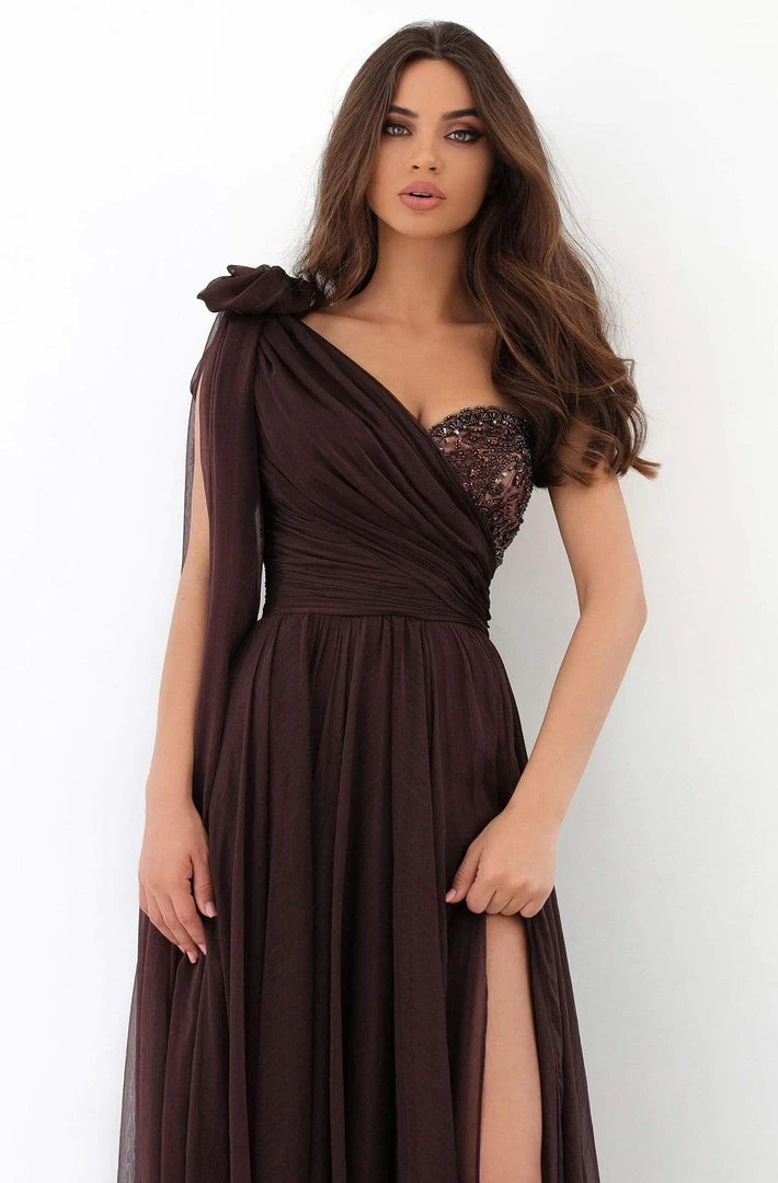 Formal Gowns Tarik Ediz - 93932 Asymmetrical Ruched A-Line Dress 5 Formal Gowns Tarik Ediz - 93932 Asymmetrical Ruched A-Line Dress