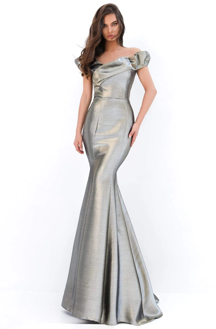 Tarik Ediz - 93933 Puffed Cap Sleeve Metallic Long Mermaid Gown Formal Gowns 3 Tarik Ediz - 93933 Puffed Cap Sleeve Metallic Long Mermaid Gown Formal Gowns