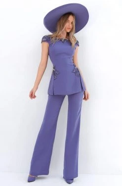 Tarik Ediz - 93934 Embellished Bateau Jumpsuit