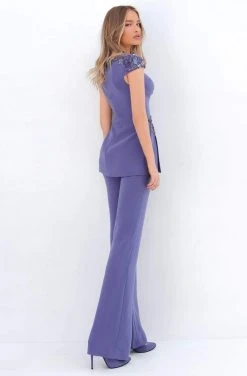 Tarik Ediz - 93934 Embellished Bateau Jumpsuit