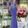 Tarik Ediz - 93935 Embellished Deep V-neck Sheath Dress Formal Gowns 1 Tarik Ediz - 93935 Embellished Deep V-neck Sheath Dress Formal Gowns