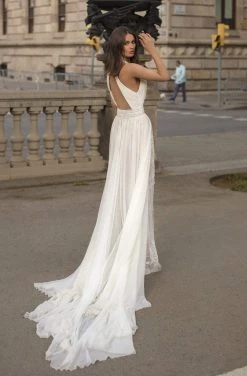 Tarik Ediz - 93947 Ruched Halter Sheath Dress With Overskirt