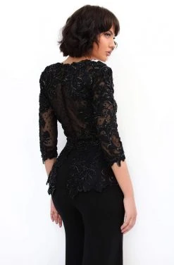 Plus Size Dresses Tarik Ediz - 93950 Embroidered Sweetheart Pantsuit