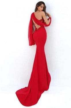 Tarik Ediz - 93951 Asymmetrical Illusion Back Sheath Dress