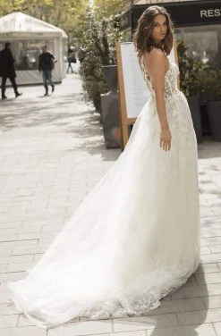 Tarik Ediz - 93965 Illusion Floral Applique A-Line Dress