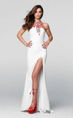 Formal Gowns Tarik Ediz - Beaded Halter Neck Dress 50056