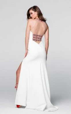 Formal Gowns Tarik Ediz - Beaded Halter Neck Dress 50056