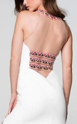 Formal Gowns Tarik Ediz - Beaded Halter Neck Dress 50056