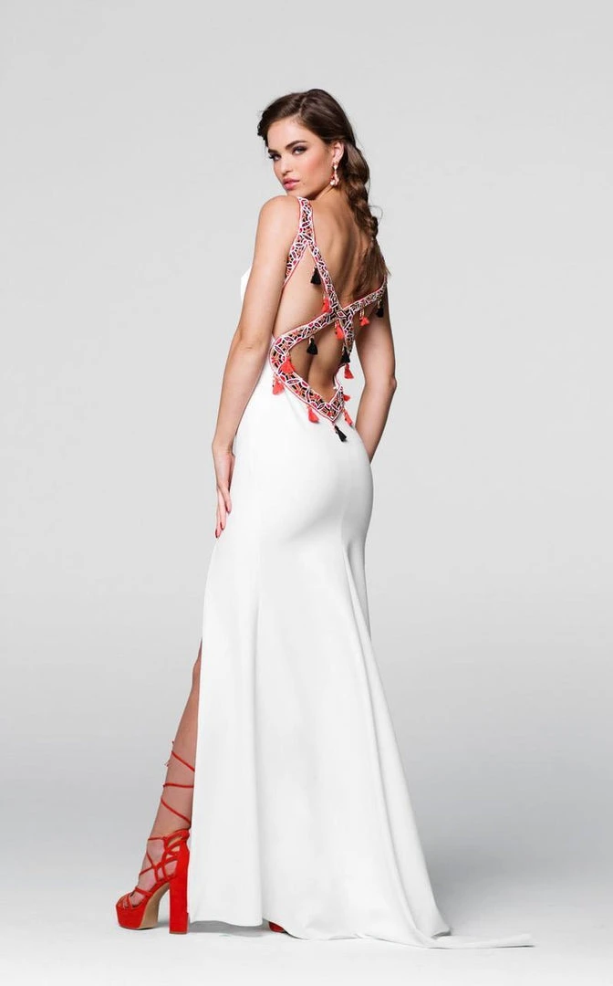 Formal Gowns Tarik Ediz - Beaded High Neck Gown 50054 4 Formal Gowns Tarik Ediz - Beaded High Neck Gown 50054