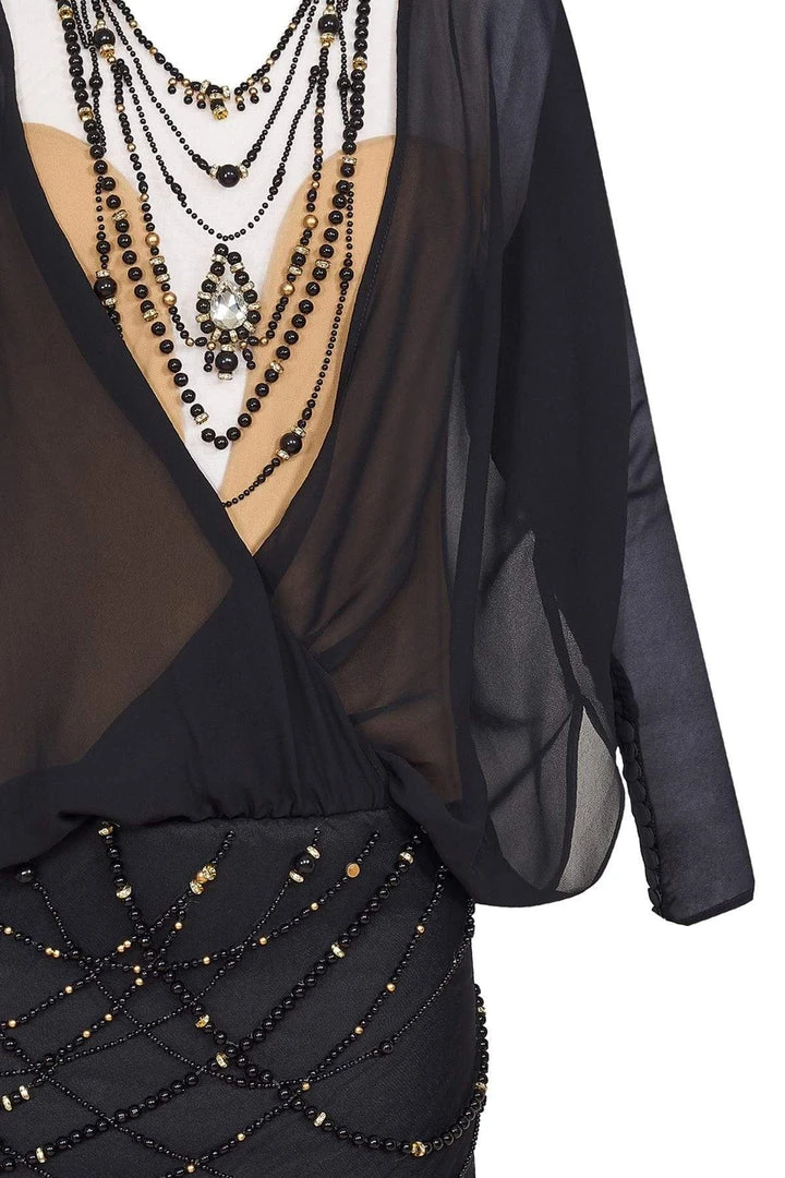 Cocktail Dresses Tarik Ediz - Beaded Illusion Jewel Neck Dress 90372 5 Cocktail Dresses Tarik Ediz - Beaded Illusion Jewel Neck Dress 90372