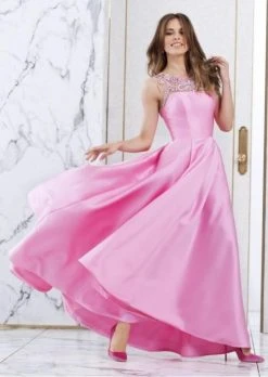 Formal Gowns Tarik Ediz - Beaded Jewel Neck A-line Dress 50012