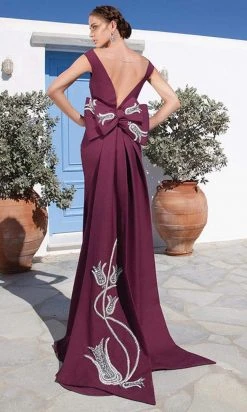 Formal Gowns Tarik Ediz - Beaded Scoop Neck Dress 92615