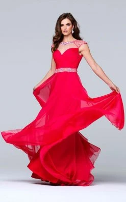 Formal Gowns Tarik Ediz - Bejeweled Illusion Bateau Neck Dress 50094
