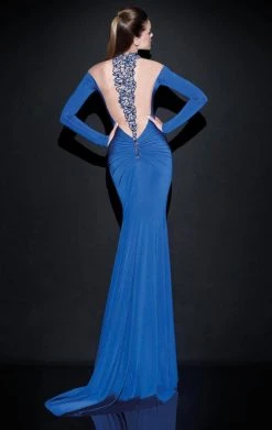 Tarik Ediz - Embellished Choker Illusion Long Gown 92423 Formal Gowns