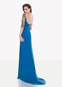 Tarik Ediz - Embellished Sleeves Long Dress 92697 Formal Gowns