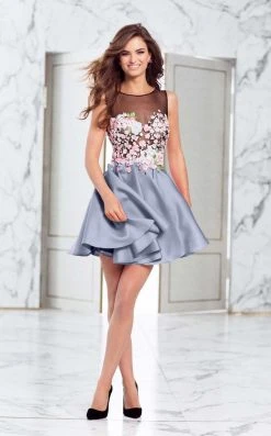 Tarik Ediz - Floral Accented A-line Dress 50002 Cocktail Dresses
