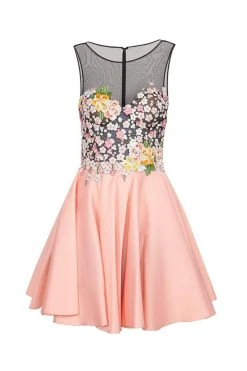 Tarik Ediz - Floral Accented A-line Dress 50002 Cocktail Dresses