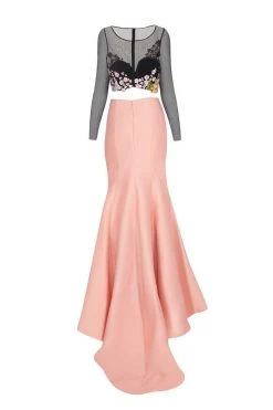 Formal Gowns Tarik Ediz - Floral Accented Mermaid Dress 50004 19 Formal Gowns Tarik Ediz - Floral Accented Mermaid Dress 50004