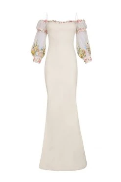 Tarik Ediz - Floral Accented Sheath Dress 50001 Formal Gowns 15 Tarik Ediz - Floral Accented Sheath Dress 50001 Formal Gowns
