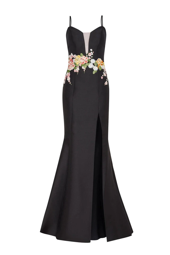 Tarik Ediz - Floral Embroidered V-Neck Trumpet Dress 50066 7 Tarik Ediz - Floral Embroidered V-Neck Trumpet Dress 50066