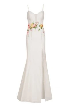 Tarik Ediz - Floral Embroidered V-Neck Trumpet Dress 50066 19 Tarik Ediz - Floral Embroidered V-Neck Trumpet Dress 50066
