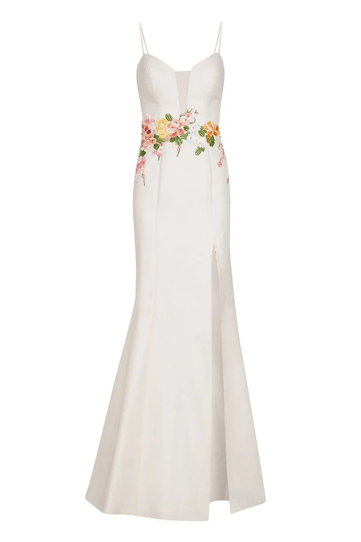 Tarik Ediz - Floral Embroidered V-Neck Trumpet Dress 50066 10 Tarik Ediz - Floral Embroidered V-Neck Trumpet Dress 50066