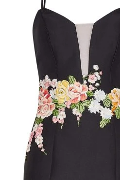 Tarik Ediz - Floral Embroidered V-Neck Trumpet Dress 50066 17 Tarik Ediz - Floral Embroidered V-Neck Trumpet Dress 50066