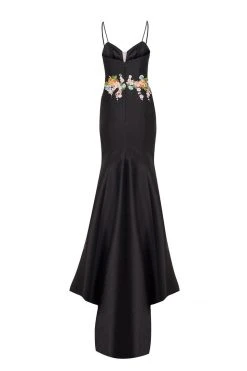 Tarik Ediz - Floral Embroidered V-Neck Trumpet Dress 50066 18 Tarik Ediz - Floral Embroidered V-Neck Trumpet Dress 50066